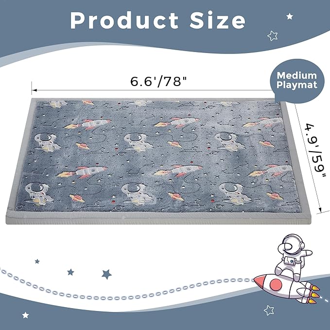 MAXYOYO Baby Play Mat, 1.2" Thick Memory Foam Soft Padded Carpet with Non-Slip Backing, Japanese Tatami Rug Living Room for Kids Toddler Children Nusery