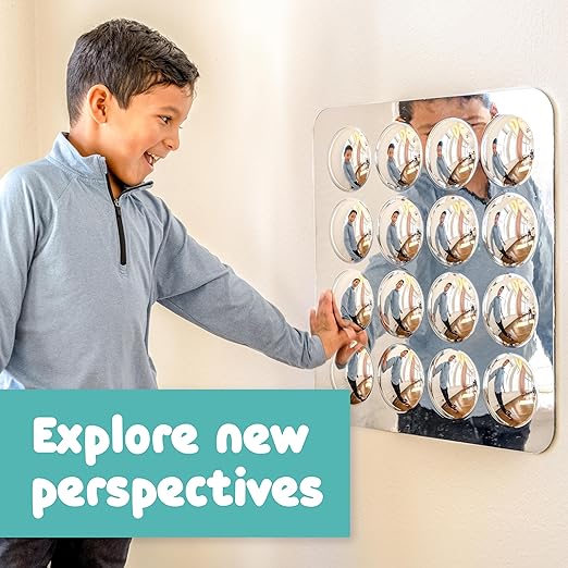 SPARK & WOW Sensory Wall Toddler Mirror | Large | 16 Bubbles | for Ages 6m+ | Easy-to-Clean Acrylic | Stimulate Cognitive Development