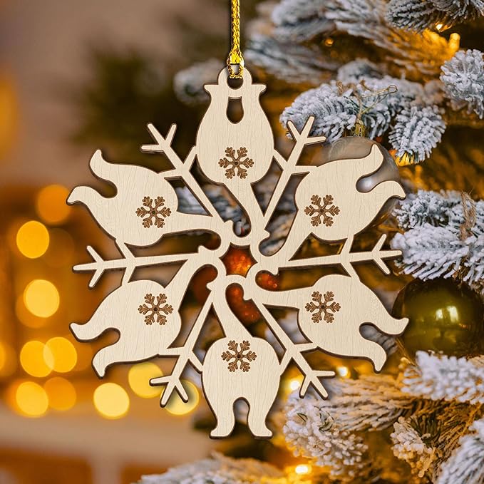 Cat Butt Wooden Snowflake Ornament - Funny 2024 Holiday Decoration for Cat Lovers - Unique Christmas Tree Decor - Laser-Cut Wooden Ornament