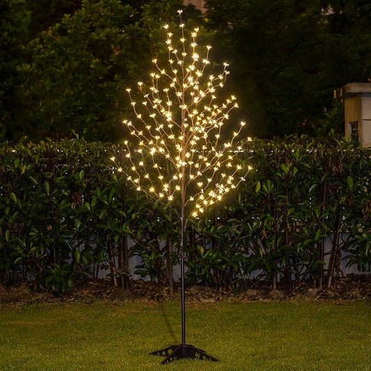 LIGHTSHARE 6.5 feet 208L LED Lighted Cherry Blossom Tree, Warm White, Decorate Home Garden, Spring, Summer, Wedding, Birthday, Christmas Holiday, Party, for Indoor and Outdoor Use