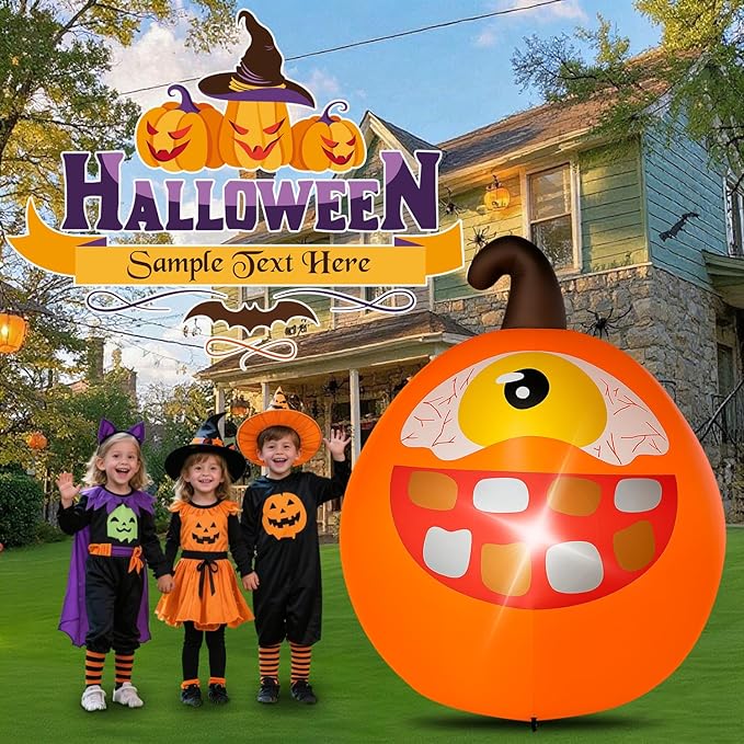 Halloween Inflatables Pumpkin Decorations Outdoor - 4 FT One-Eyed Pumpkin Halloween Blow up Yard Decorations Cute Inflatables with LED Build-in for Garden Lawn Indoor Party Decor