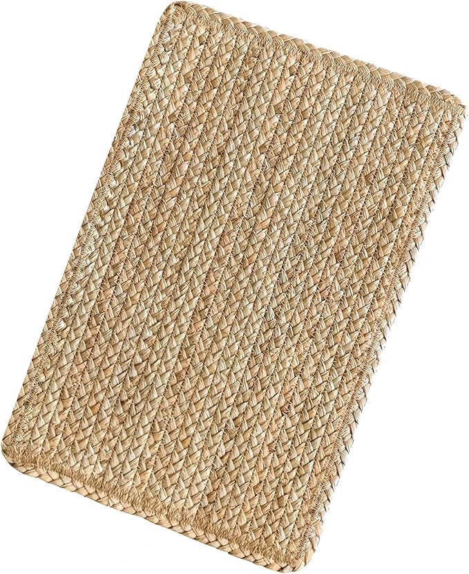 Woven Placemats Set of 4 Rattan Placemats Rectangle Natural Placemats Wicker Heavy Braided Straw Placemat Farmhouse Square Plates Place mats for Indoor/Outdoor Patio Table 17.7'' X 11.8''