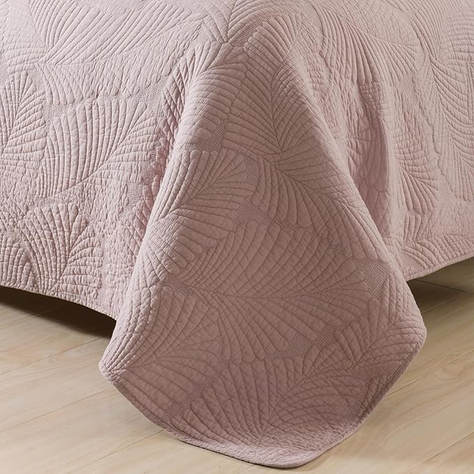 mixinni 3-Piece Modern Style Leaf Quilt Set Soft Cotton Bedspread Coverlet Set, Perfect for Him and Her (3pcs, Queen Size)