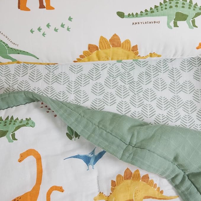 Little Unicorn Toddler Bedding 3-Piece Set | Super Soft & Breathable Muslin Fabric | for Convertible Cribs & Toddler Beds (Dino Names)