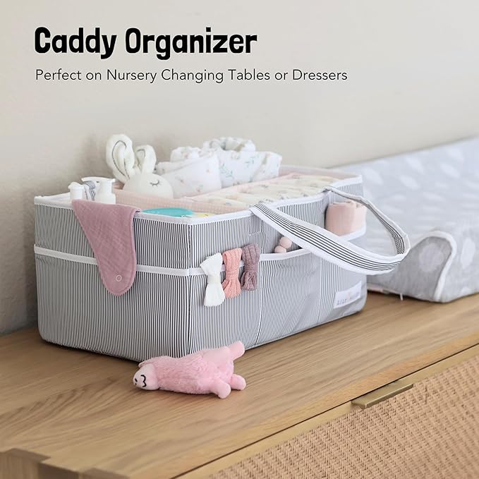 Lily Miles Baby Diaper Caddy Organizer - Girl Nursery Storage Basket Bin - Baby Item - Baby Organizers and Storage - Pink Blush, Large