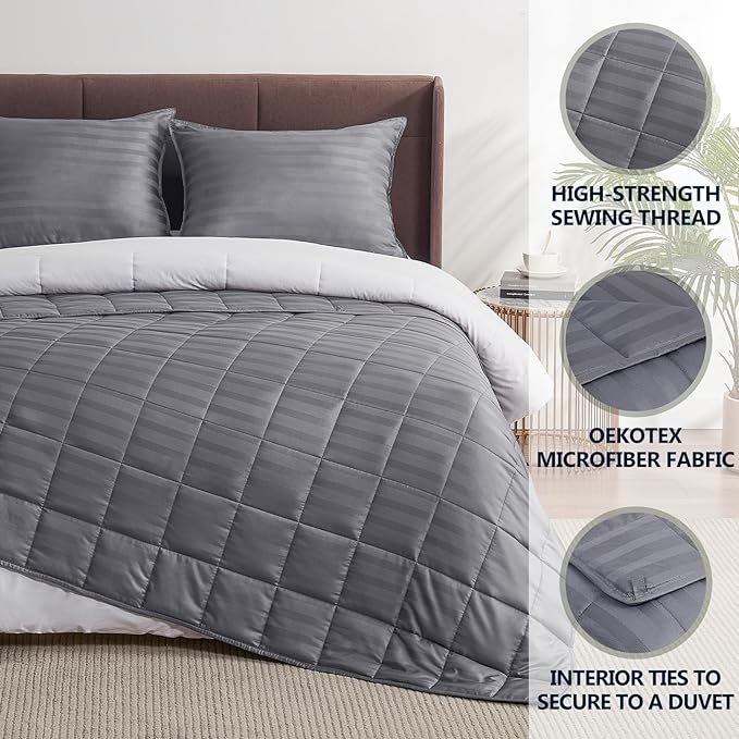 Weighted Blanket Kids, 3lbs Heavy Weighted Blanket 36"x48" Breathable Cooling Blanket, Summer Blankets Ultra Soft Comfort Blanket with Glass Beads for All-Season (Dark Grey)