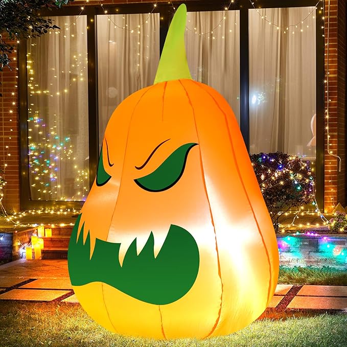 4FT Pumpkin Halloween Inflatable Decor Blow Up Decoration with LED Lights Perfect for Halloween Parties Holiday Indoor Outdoor Yard Graden Inflatable Decoration