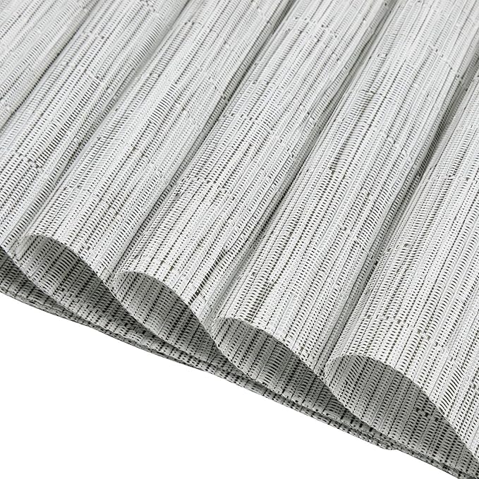 SHACOS Wedge Placemats Set of 8 Woven Vinyl Placemats for Round Table Place Mats Wipe Clean Non Slip Table Mats, Gray White