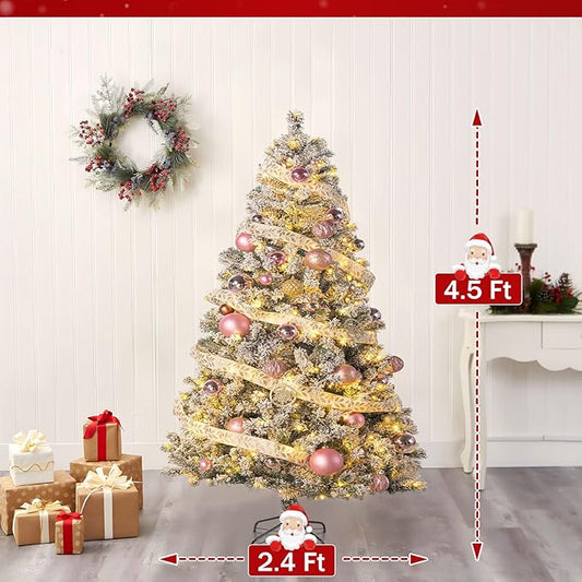 4.5FT Green Artificial Christmas Tree with 400 Feel-Real Tips, Sturdy Metal Stand for Elegant Xmas Decoration in Small Rooms or Offices, Ideal for Adding Christmas Cheer to Limited Spaces