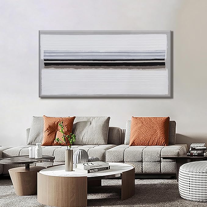 Abstract Wall Art Decor Modern paintings Wall Decorations Wall Art Canvas Prints Black and White Minimalist Stripes Artwork for Living Room Wall Bedroom Kitchen Office Decor 24"×48"