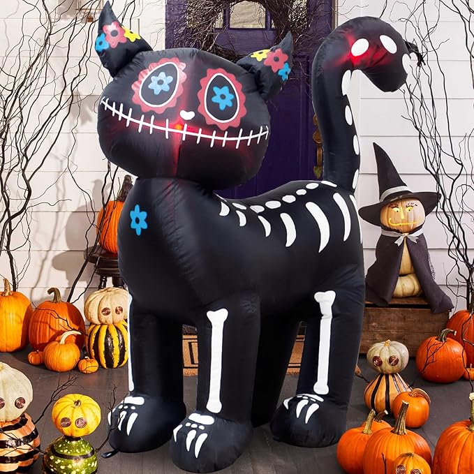 4 Feet Tall Halloween Inflatable Black Cat LED Lights Decor Outdoor Indoor Holiday Decorations,Blow up Lighted Yard Decor, Giant Lawn Inflatable Home Garden Party Decoration