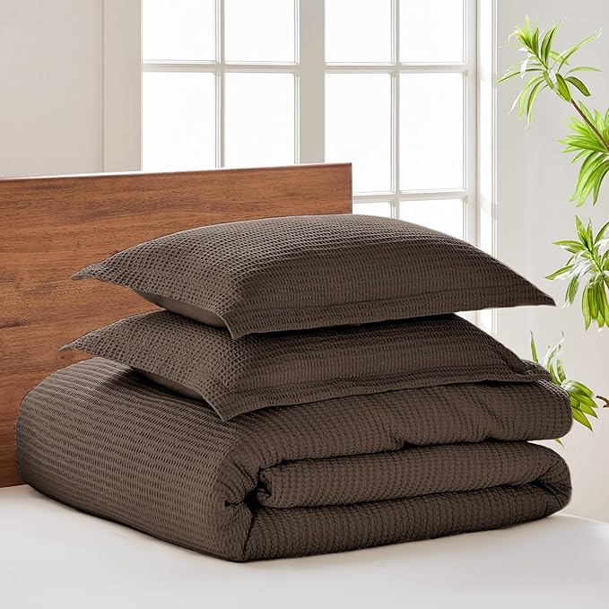 Levtex Home - Cloud Waffle Comforter Set - Twin Comforter + One Standard Pillow Case - Waffle Weave - Cocoa - Comforter (68 x 88in.) and Pillow Case (26 x 20in.) - Cotton