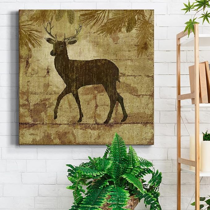 Colorful Animals Painting Wall Art on Canvas Modern Abstract Artwork, Country Deer Wall Art, Ready to Hang, 40'' x 40''