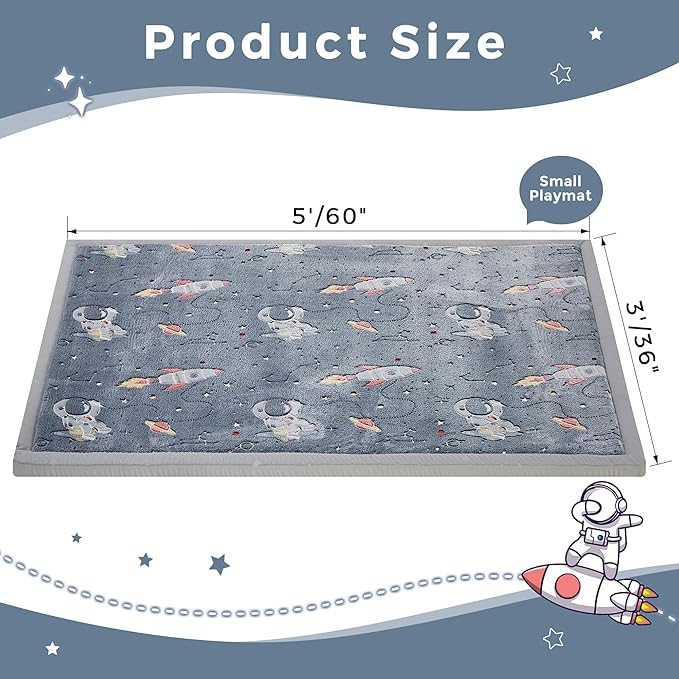 MAXYOYO Baby Play Mat, 1.2" Thick Memory Foam Soft Padded Carpet with Non-Slip Backing, Japanese Tatami Rug Living Room for Kids Toddler Children Nusery