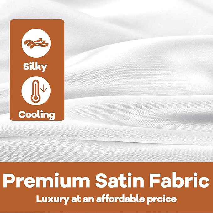 HOMBYS Silky Satin Pregnancy Pillow Cover (ONLY Pillowcase), Luxurious Smooth Maternity Pillow Cover, U Shaped Soft & Breathable Large Pillow Protector for Side Sleeper, 60.8" L x 31.5" W, White