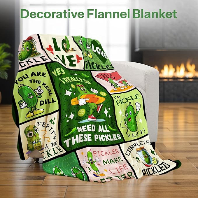 Pickle Blanket for Pickle Lovers, Pickle Gifts for Pickle Lovers, Pickle Themed Gifts, Pickle Lover Gifts, Funny Pickle Gifts Blanket on Birthday Christmas 60x80 in