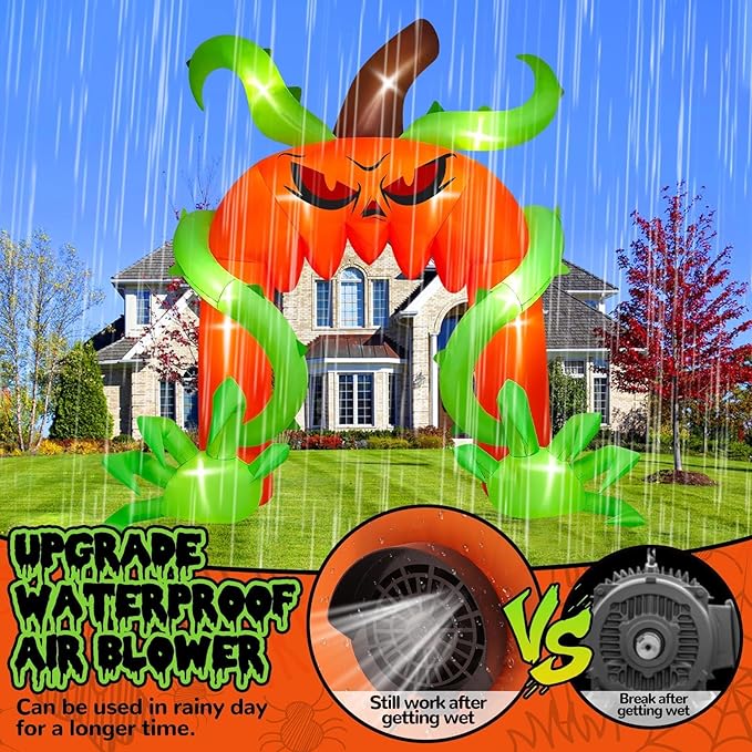 Kalolary 12FT Halloween Archway Inflatables, Giant Pumpkin Arch Inflatable with LED Light Scary Halloween Outdoor Blow Up Decoration for Lawn Garden Yard Holiday Party Decor