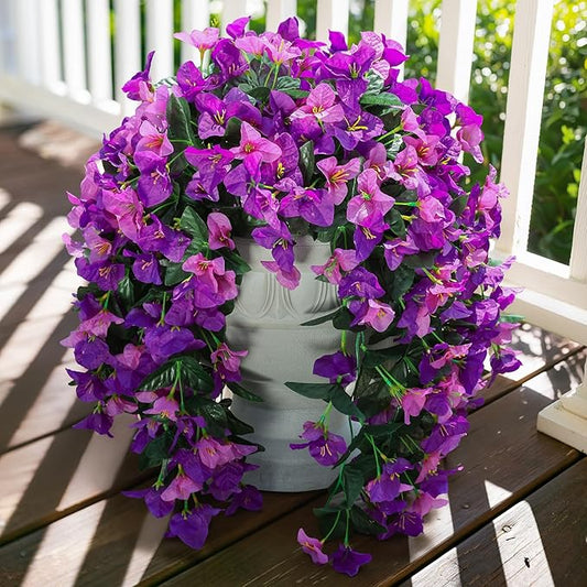 Faux Bougainvillea Artificial Flowers Plants for Outdoor Outside Spring Decoration, 2pcs Fake Silk Long Trailing Vines UV Resistant Realistic for Front Door Porch Planter Urn Patio Balcony Yard, Mix