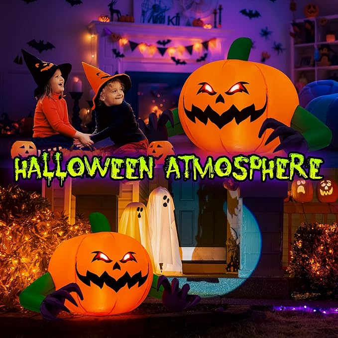Halloween Inflatable Outdoor Decorations, Pumpkin Blow Up Halloween Yard Decorations, 4 FT Pumpkin Decor for Yard,Party,Garden