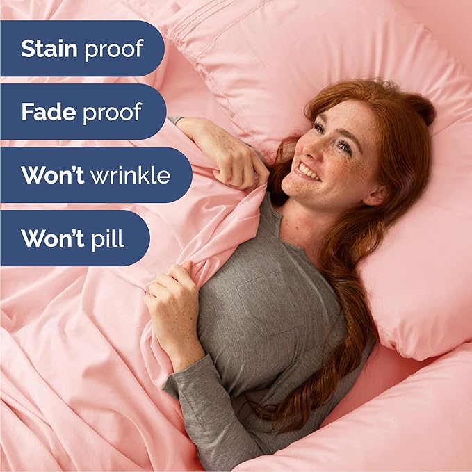 Cal King Size 4 Piece Sheet Set - Comfy Breathable & Cooling Bed Sheets Set - Hotel Luxury Bedding for Women, Men, Kids, Teens, Boys & Girls - Deep Pockets, Soft, Wrinkle Free - Oeko-Tex - Baby Pink