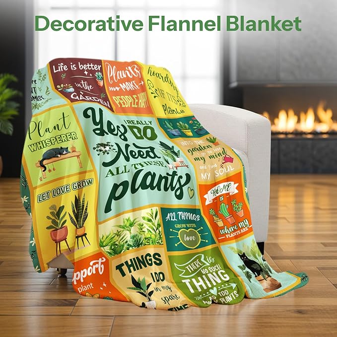 Gifts for Gardeners Woman, Plant Lover Gifts for Women, Plant Gifts Blanket, Gardening Gifts for Women, Blanket for Plant Lover Mom Aunt Grandma Daughter Mothers Day Christmas 60x80