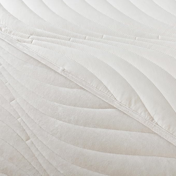 HoneiLife King Quilt Bedding Set - Velvet Quilt Sets 3-Pieces, Lightweight Bedspreads Solid Coverlets Retro Bed Cover Quilt King Size All Season Quilts, Nature White