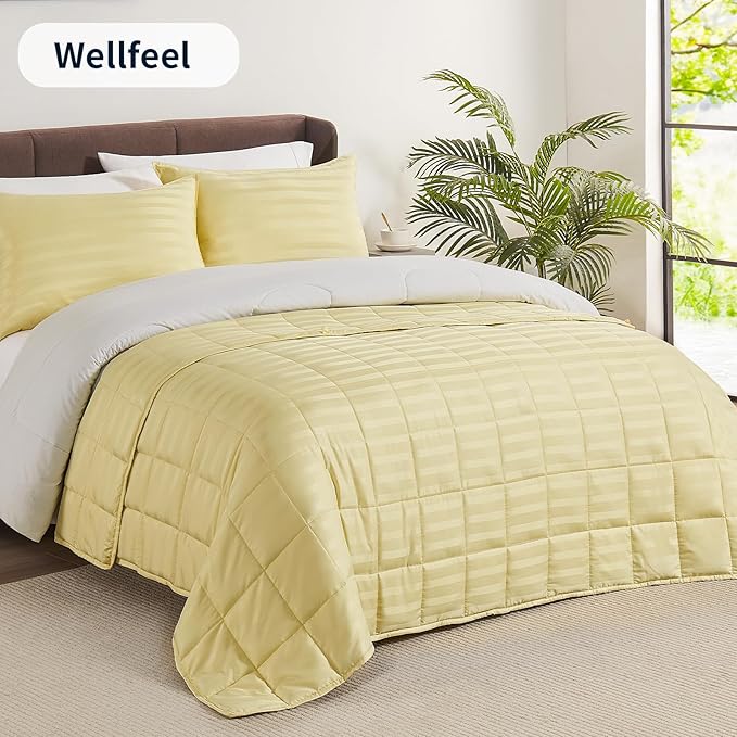 Weighted Blanket,3lbs Heavy Weighted Blanket 36"x48" Breathable Cooling Blanket, Summer Blankets Ultra Soft Comfort Blanket with Glass Beads for All-Season (Yellow)