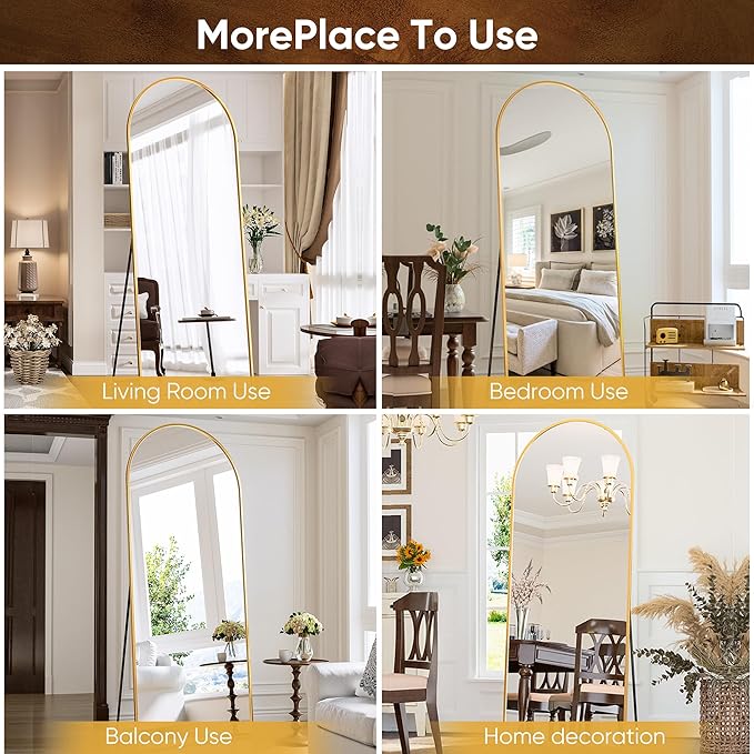 Antok Full Length Mirror, 71"x28" Floor Mirror Freestanding, Oversized Floor Standing Mirror Full Body Mirrors with Stand for Bedroom, Hanging Mounted Mirrors for Living Room Cloakroom, Gold
