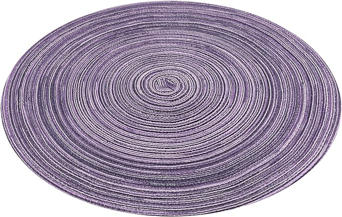 SHACOS Round Placemats Set of 4 Round Table Placemats Braided Cotton Place Mats 15 inch for Kitchen Dining Table Holiday Party (Light Purple, 4)