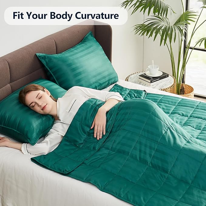 Weighted Blanket (36"x48" 5lbs) Weighted Blanket Cooling Blanket for Sleeping,Throw Size Breathable Blanket with Premium Glass Bead(Dark Green)