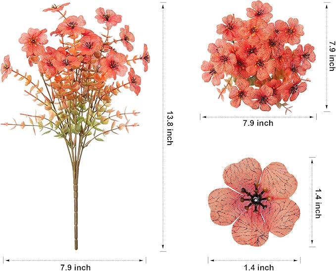 Artificial Fake Plants Flowers for Outdoor Fall Autumn Decoration, 12 Bundles Faux Silk Orange Yellow Mums Daisy Look Real UV Resistant for Outside Home Porch Patio Planter