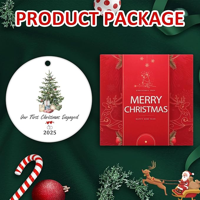 Engaged Ornaments Christmas Tree Ornaments, Engagement Ornament 2025, Our First Christmas Engaged Ornament for Couples
