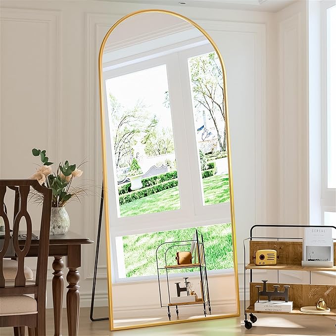 Antok Full Length Mirror, 71"x28" Floor Mirror Freestanding, Oversized Floor Standing Mirror Full Body Mirrors with Stand for Bedroom, Hanging Mounted Mirrors for Living Room Cloakroom, Gold