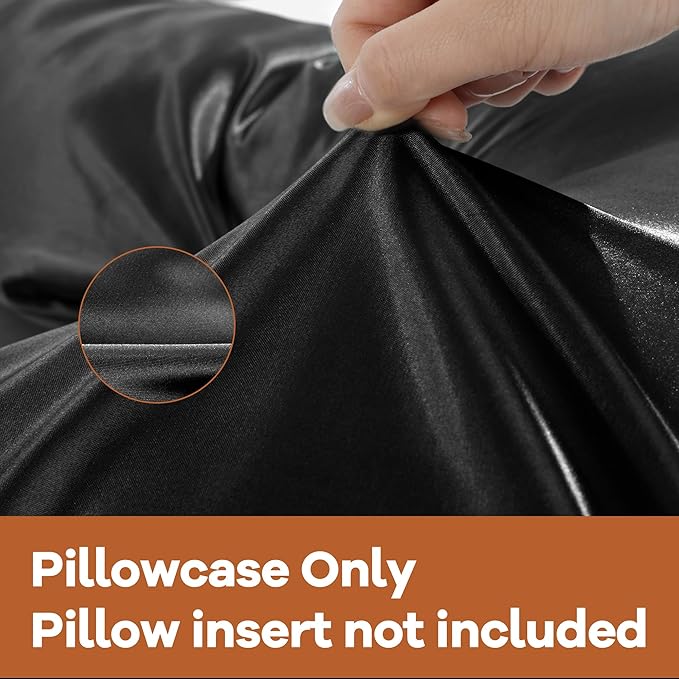 HOMBYS Silky Satin Pregnancy Pillow Cover (ONLY Pillowcase), Luxurious Smooth Maternity Pillow Cover, U Shaped Soft & Breathable Large Pillow Protector for Side Sleeper, 60.8" L x 31.5" W, Black