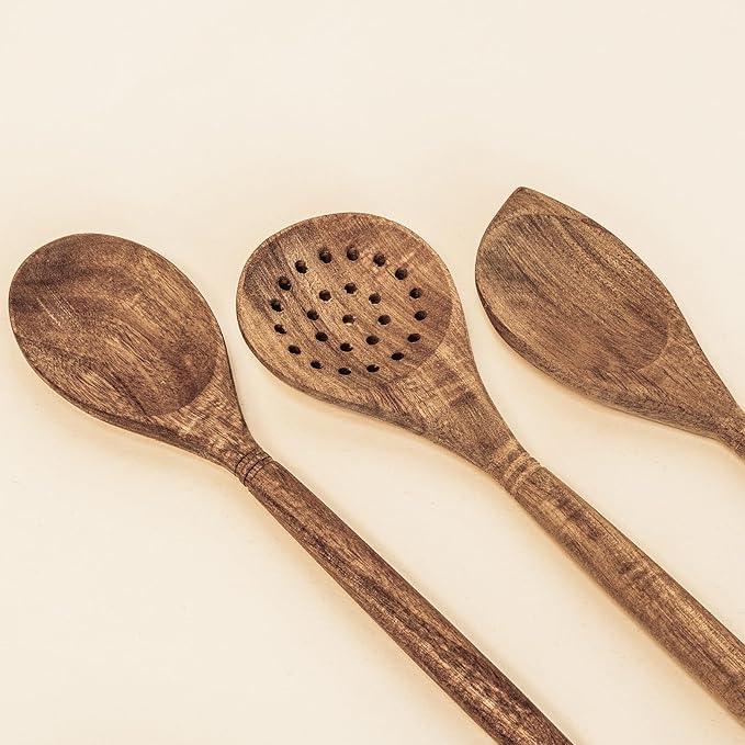 Labrea Life and Home 1pc Solid Acacia Wood Skimmer Kitchen Utensils Cooking Baking Home Essentials 12 Inch