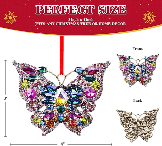 WhatSign Butterfly Christmas Ornament - Monarch Hanging Ornament for Christmas Tree Colorful Decorations Butterfly for Women Girls