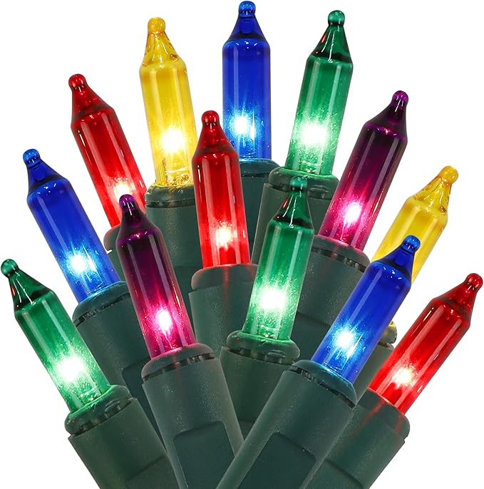 2 Pack Multicolor Christmas String Lights, 100 Count Each, Incandescent Mini Christmas Lights, Connectable Xmas Tree Light for Indoor Outdoor Garland Birthday Holiday Wedding Festival Party