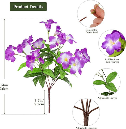 Fake Plants 15.7" Plastic Flowers for Outdoors Artificial Azalea Flowers Fake Flowers Artificial Plants Outdoor Spring Flowers Artificial for Decoration Fake Plants for Outside (Purple 4Pcs