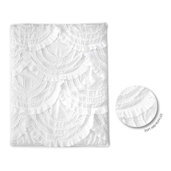 Levtex Baby - Skylar Crib Bed Set - Baby Nursery Set - White - Soft Cascading Ruffles - 4 Piece Set Includes Quilt, Fitted Sheet, Wall Decal & Crib Skirt/Dust Ruffle