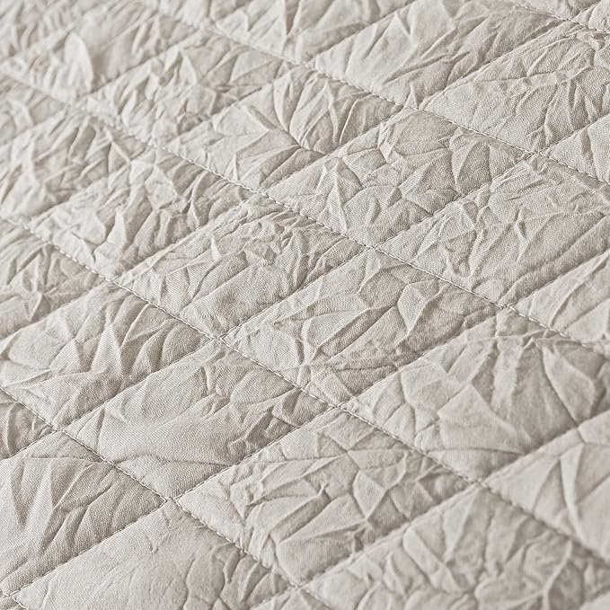 HoneiLife Queen Quilt Bedding Set - 3 Piece Washed Microfiber Quilt Sets Lightweight Bedspreads Ultra Soft Coverlets Retro Bed Cover Crinkled Bedding Set All Season Quilts-Sandy