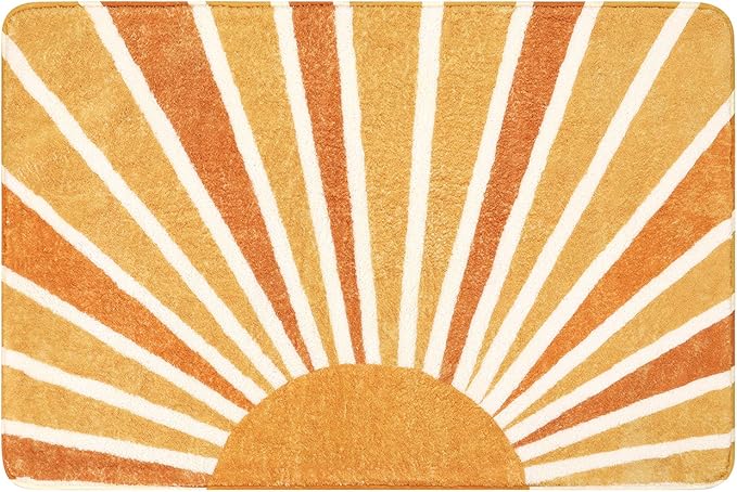 Lahome Boho Sun Print Area Rug - 2x3 Small Washable Rug Modern Abstract Non-Slip Area Rug Accent Distressed Throw Rugs Floor Carpet for Bedrooms Living Laundry Room entryway Rug (2'x3', Rainbow Sun)