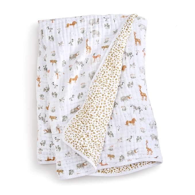 aden + anais Essentials Dream Blanket, Muslin Baby Blankets for Girls & Boys, Ideal Lightweight Newborn Nursery & Crib Blanket, Unisex Toddler & Infant Bedding, Shower & Registry Gift, Giraffe Safari
