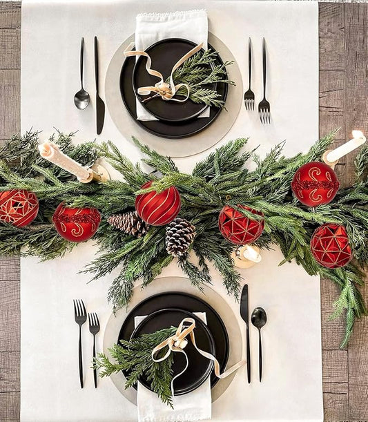 12pcs Red Christmas Ornaments Balls 3.14 inch Glitter Hanging Christmas Tree Ornaments Set for Christmas Decorations Hand Painted Shatterproof Christmas Baubles for Xmas Holiday Party Decor