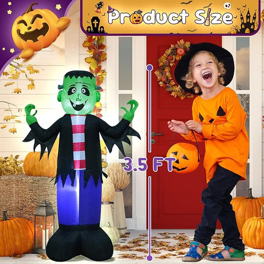 3.5FT Monster Halloween Inflatable Decorations Halloween Parties Holiday Decor Blow Up Decorations with LED Lights Indoor Outdoor Yard Graden Decor