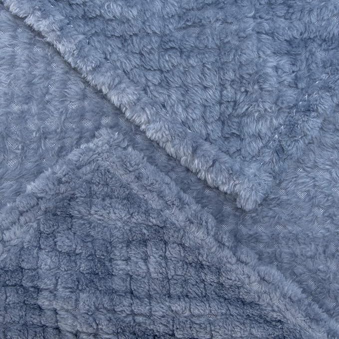Fuzzy Throw Blanket, Plush Fleece Blankets for adults, Toddler, boys and Girls, Warm Soft Blankets and Throws for Bed, Couch, Sofa, Travel and Outdoor, Camping (Twin(60"x80"), XL1-Smoked Blue)