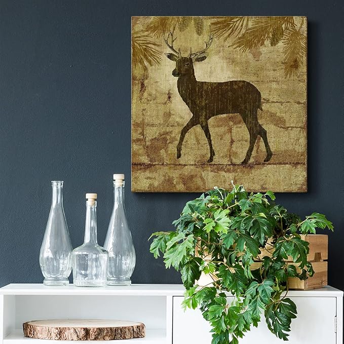 Canvas Wall Art Animals Theme for Home Décor, Country Deer Wall Art, Ready to Hang, 16'' x 16''