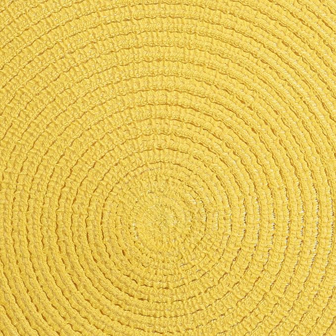 SHACOS Round Braided Placemats Set of 8 Washable Table Mats 15 inch Round Placemat Cotton Polyester Circle Placemat for Dining Table (Yellow, 8)