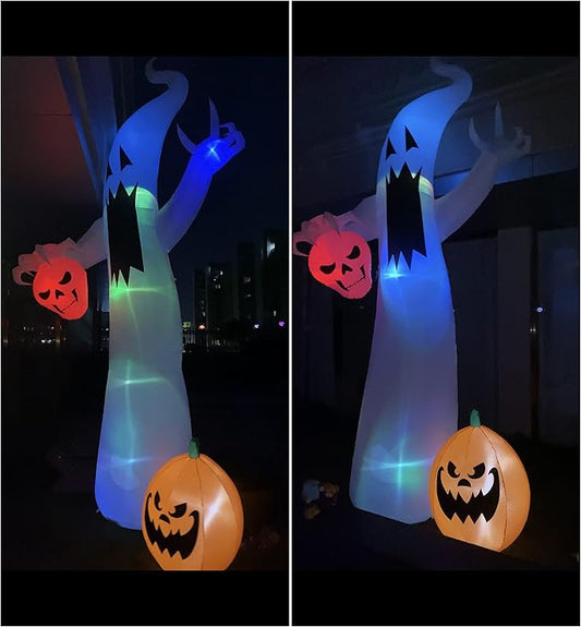 12 Ft Halloween Inflatable Decorations, Ghost Inflatables Outdoors Giant Large Halloween Decor Built-in Led Lights with Tethers, Stakes for Yard, Garden, Lawn Festival Holiday Party