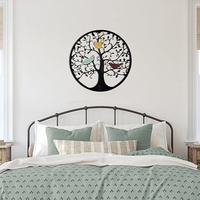 Remenna Metal Wall Art-Tree of Life Wall Decor 23inch Family Tree Metal Wall Hanging Bedroom Living Room Decor Outdoor Decoration (Tree of Life)