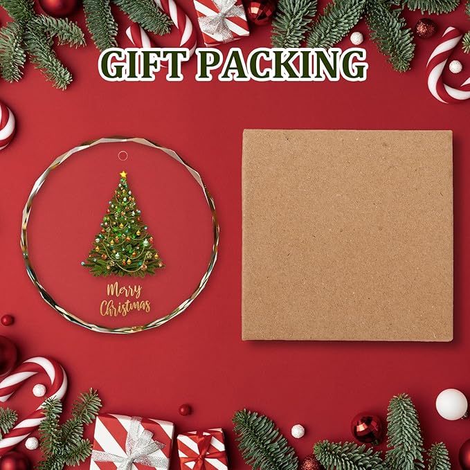 Christmas Tree Ornaments, Glass Christmas Ornament, Elegant Round Holiday Decoration for Christmas Tree, Merry Christmas Hanging Ornament for Holiday Home DΓ©cor, Gift Keepsake